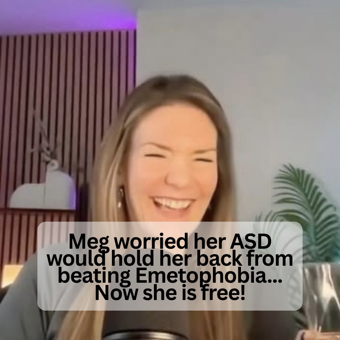 Instagram post - Meg worried her ASD would hold her back from beating Emetophobia... Now she is free!