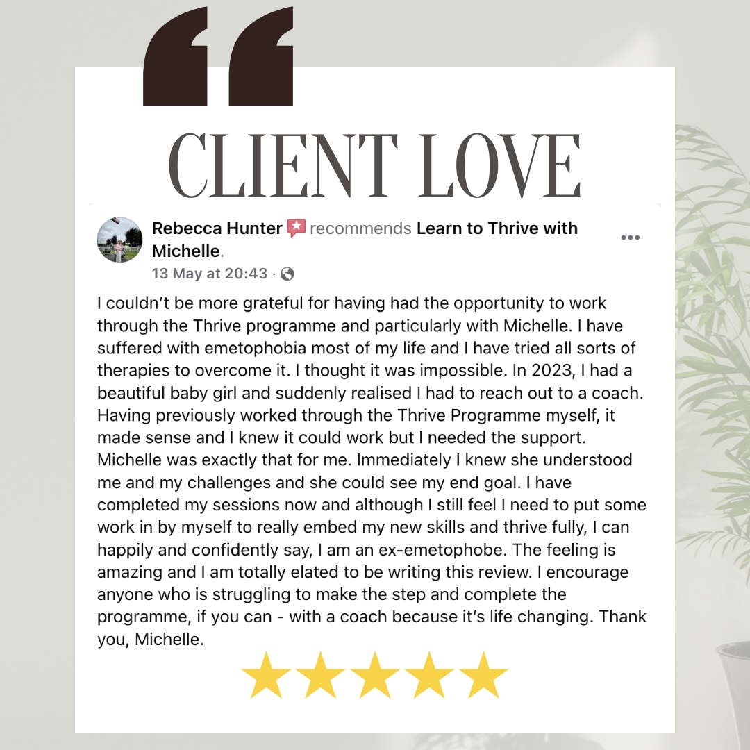 Instagram post - Client love - Rebecca Hunter recommends Learn to Thrive with Michelle